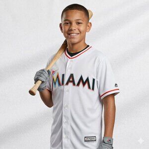 Majestic Miami Marlins #27 Giancarlo Stanton Authentic 2015 Jersey (Youth M)